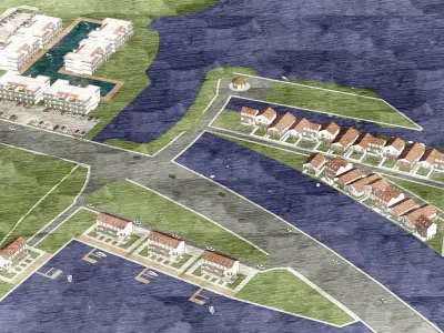 Housing Society Development Design along beach 3D model