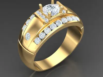 Light Gold Diamond Men Ring 2MR004 3D model