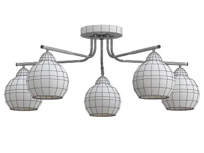 hiper-tommy-h181-5 five light ceiling fixture with glass globes 3D model
