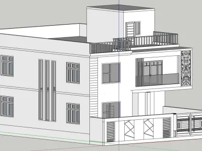 Modern house  Low-poly 3D model