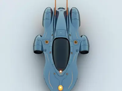 Sleek Retro Future Sci Fi Starship Low-poly 3D model