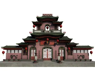 Chinese temple Low-poly 3D model