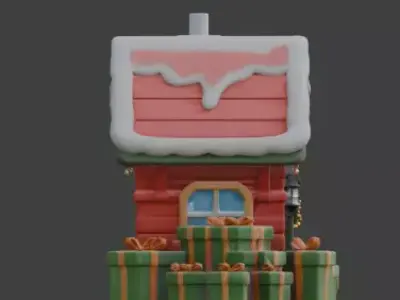 Cartoon Christmas Gingerbread House 3D Model Low-poly 3D model