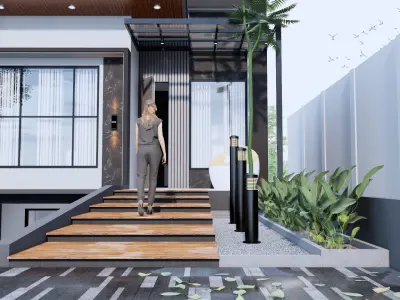 Modern Minimalist 2 Floor House Design Full Interior  3D model