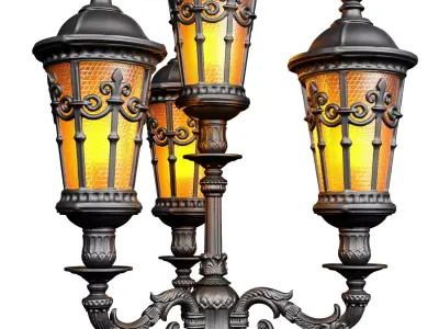 Outdoor classic street lamp light Lantern Lamppost streetlight  3D model