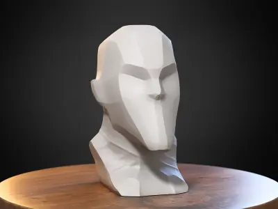 Modern low-poly human bust Headphone Stand 3D print model