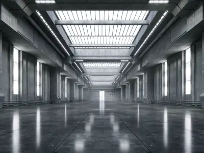 Cinematic Brutalist Hangar - Cinematic Environment - 001 Low-poly 3D model