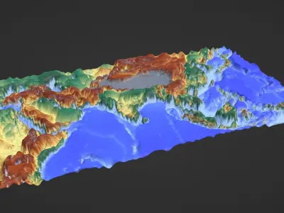 Asia Map Topography Low-poly 3D model