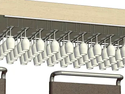 Wine Glass Bar Hanger Rails 3D model