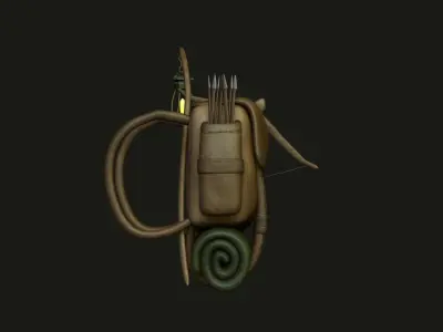 Hunter Backpack - Crossbow Character Costume Low-poly 3D model