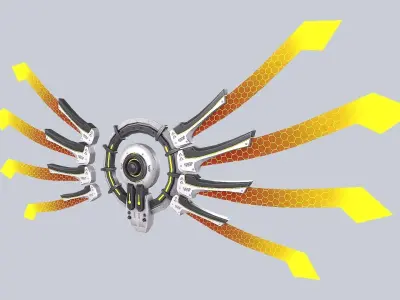 Sci fi wings Low-poly 3D model