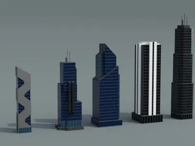 Low poly Buildings Pack Low-poly 3D model