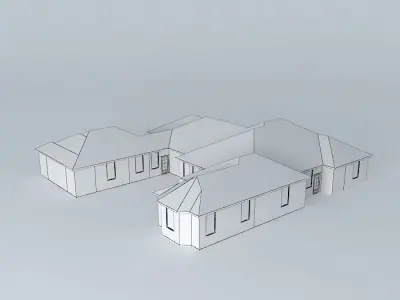 Brick Ranch House Interior Free 3D model