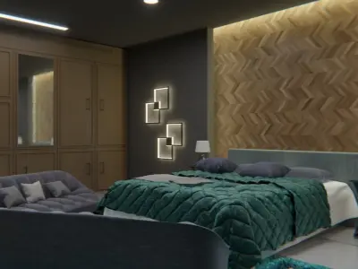 Bedroom 2 modern with rug 3D model