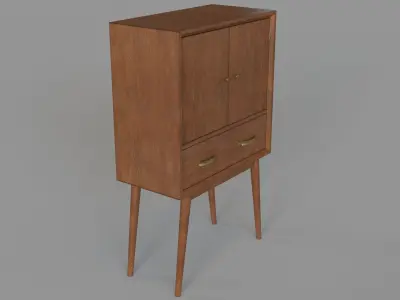 Mid Century Modern Wine Cabinet Brown 3D model