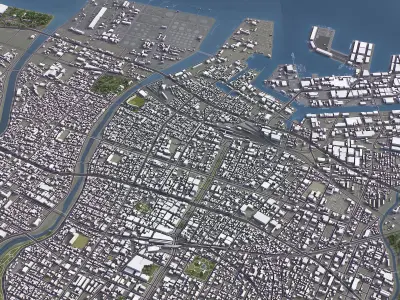 Yokkaichi - 3D City Model Low-poly 3D model