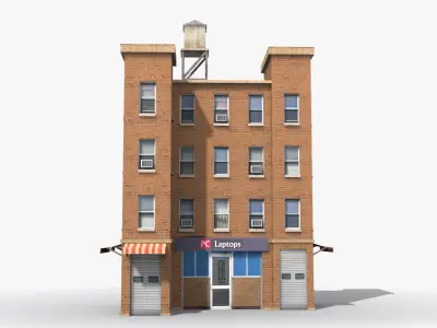 Apartment Building x5 Low-poly 3D model