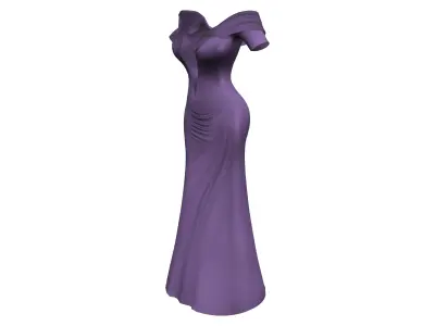 Off Shoulder Deep Cleavage Gown Dress Low-poly 3D model