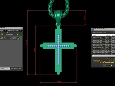 High Cross Pendant Light Gold 18K 3CP096 3D model