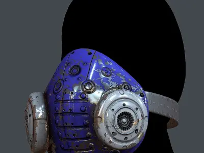 Gas mask helmet 3d model scifi Low-poly Low-poly 3D model 22