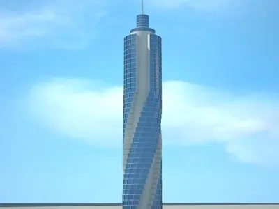 Skyscraper futuristic Low-poly 3D model