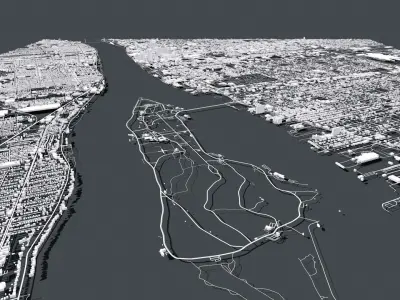 Cityscape Detroit USA 3D model