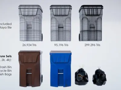 Waste Bins and Trash Bags 3D model