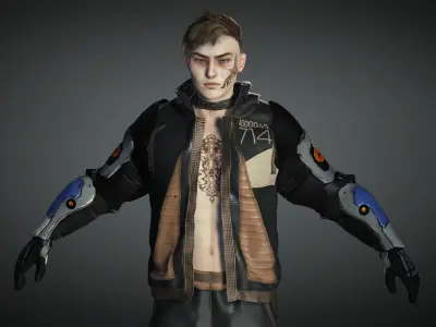 AAA Cyber Punk Male Character 01 Low-poly 3D model