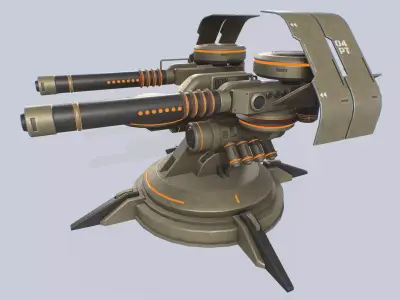 Plasma turret Low-poly 3D model 4