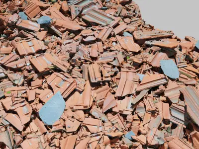 Roof Rubble Pile Debris Tiles Scan PBR Low-poly 3D model