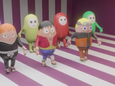 Fall Guys anime style 3D model