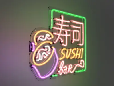 Sushi 2 - Neon Sign 3D model