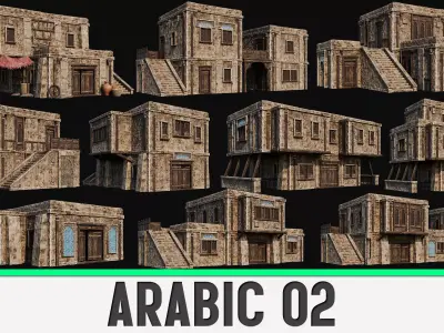 ARABIC 02 with INTERIORS 4K TEXTURES Low-poly 3D model