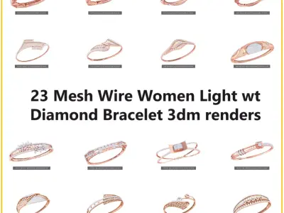 23 Mesh Wire Women Light wt Diamond Bracelet 3dm renders 3D Model Pack