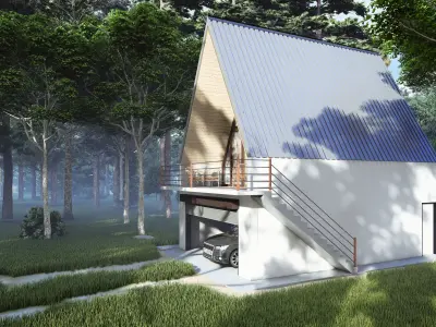 A-Frame House Garage 3D Model Architectural Visualization  3D model