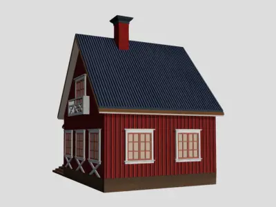 American Style Cottage - Town House Model Low-poly 3D model shop