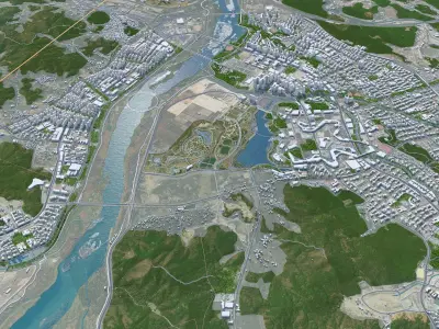 Sejong City South Korea Low-poly 3D model