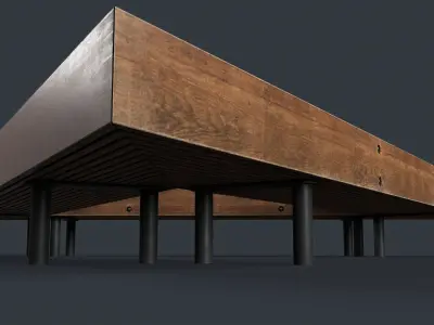 Modern Outdoor Bench 57 PBR Game Ready Low-poly 3D model