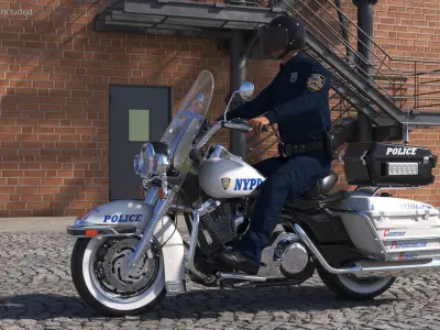  NYPD Road King Motorcycle with Officer 