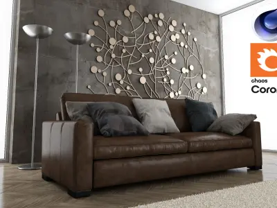 Living Room 06 - Corona- C4D 3D model