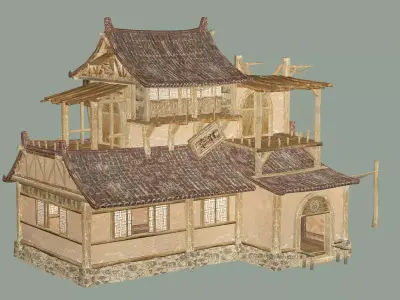 Japan Asian Medieval Hut B House 3D Model Low-poly 3D model