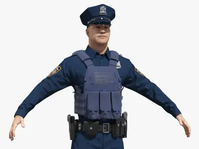  Police Officer in Tactical Vest Navy Blue 