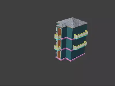Stylish City Building Low-poly 3D model