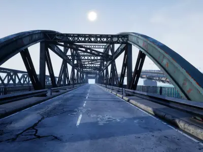 Bridge and Modular Road Tunnel set Low-poly 3D model