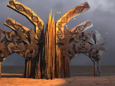 Elven Temple Golden structure 3D model