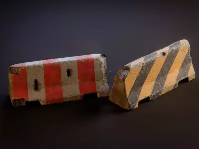 Weathered Concrete Barriers Free low-poly 3D model
