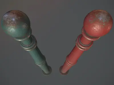 Barrier Bollard Pack 1 v3 Five Color Options Low-poly 3D model