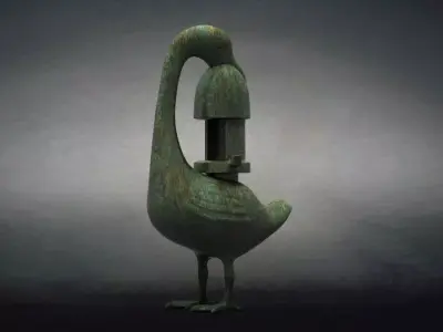Turtle cultural relics crane model ancient bronze Lanter 3D model