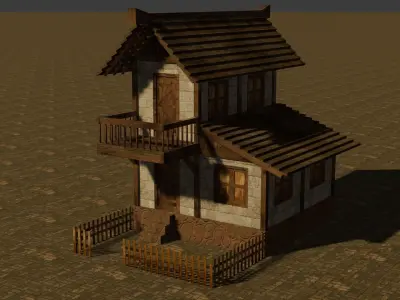 Medieval house nine 14 Low-poly 3D model