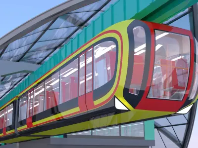 Elevated trains stations 3D Model Pack